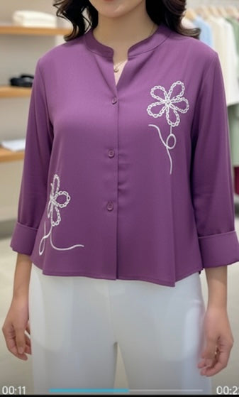 Embroidered crop shirts