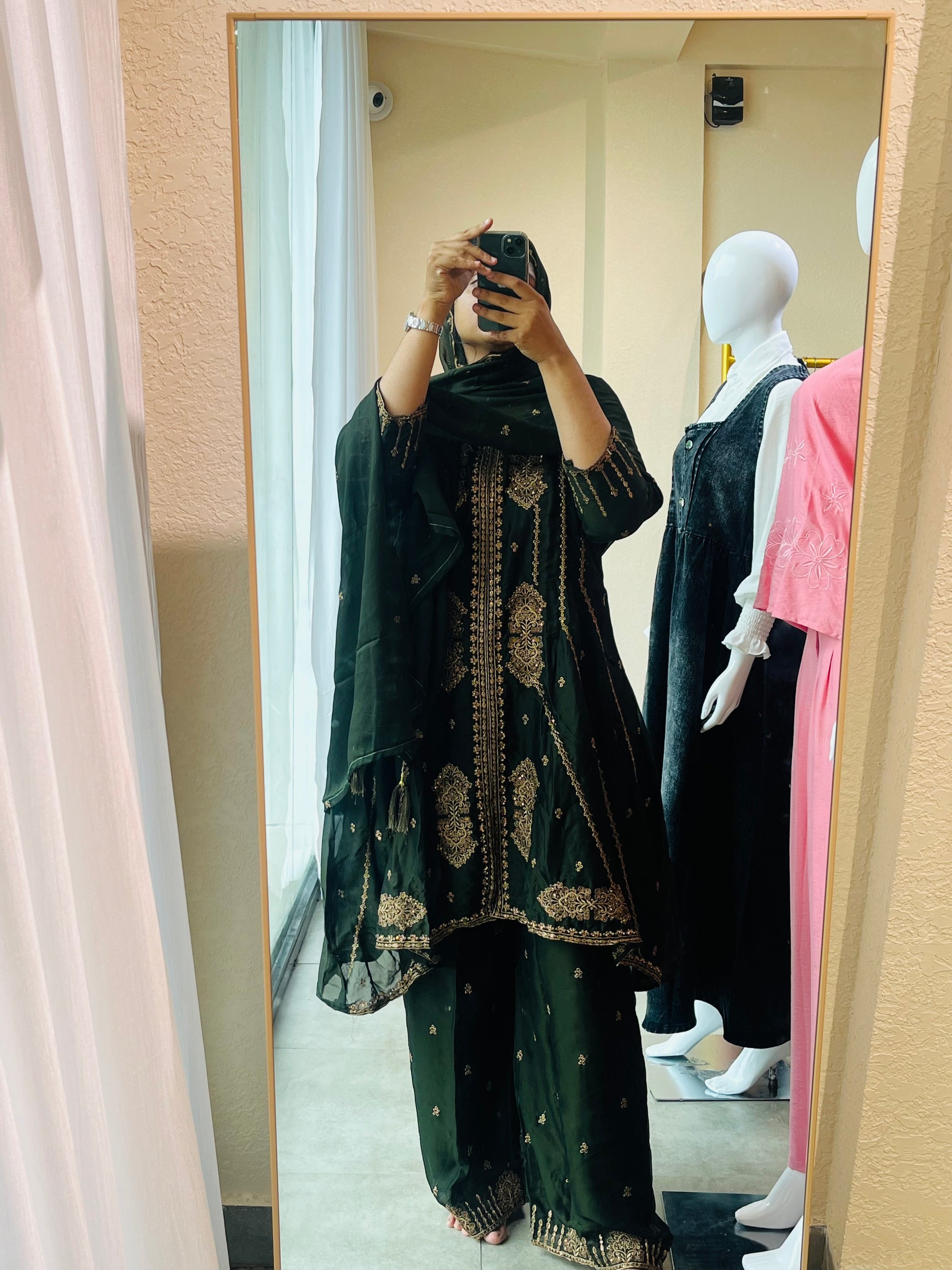 Green Party Wear Kurta Set