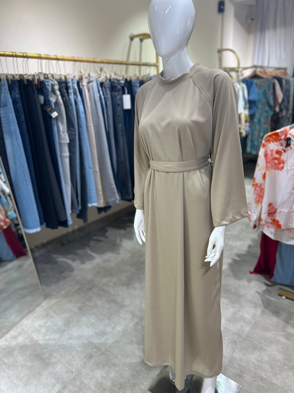 Plain colour ribbed maxi dress