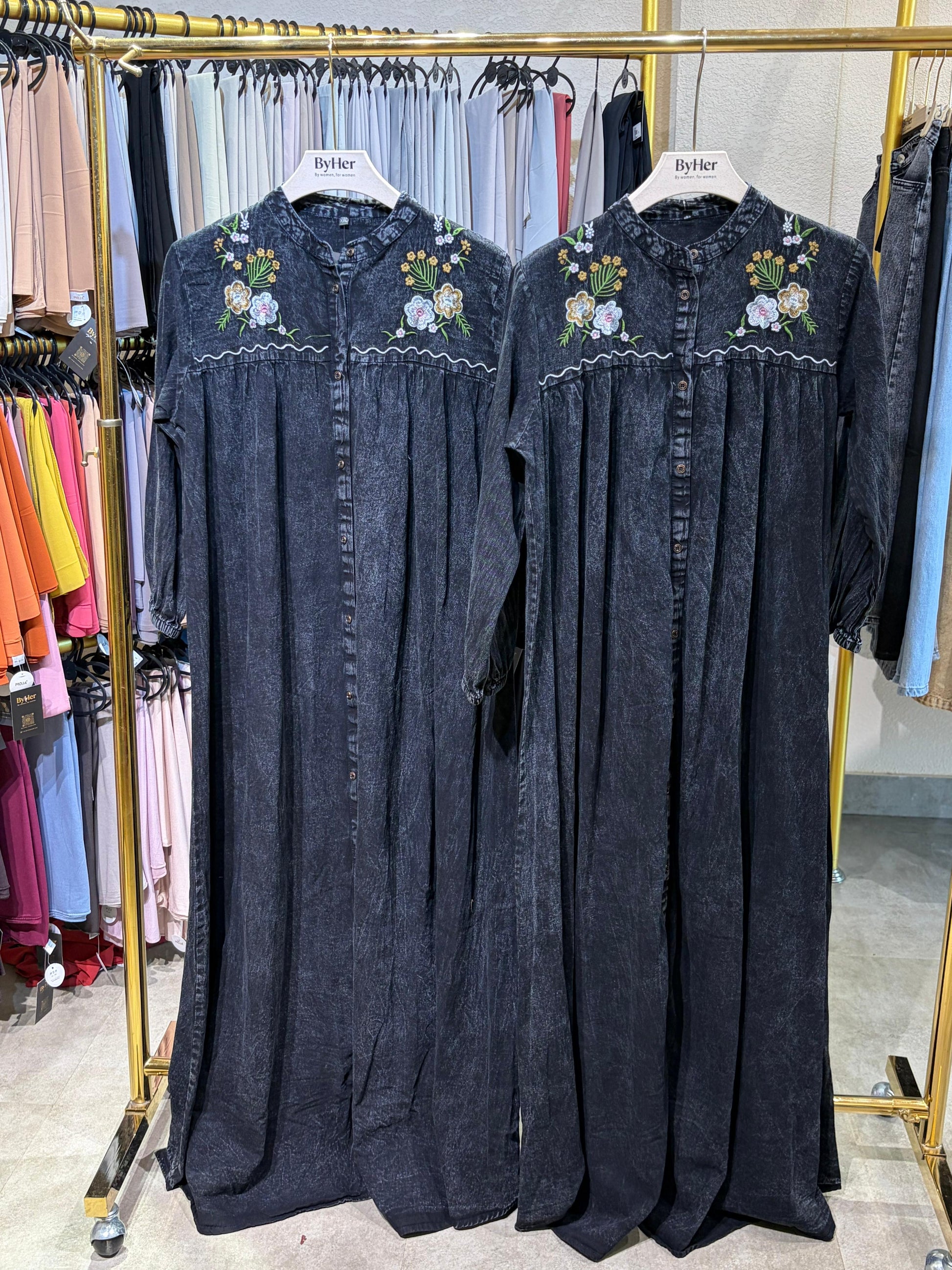 Denim Floral Maxi Dress