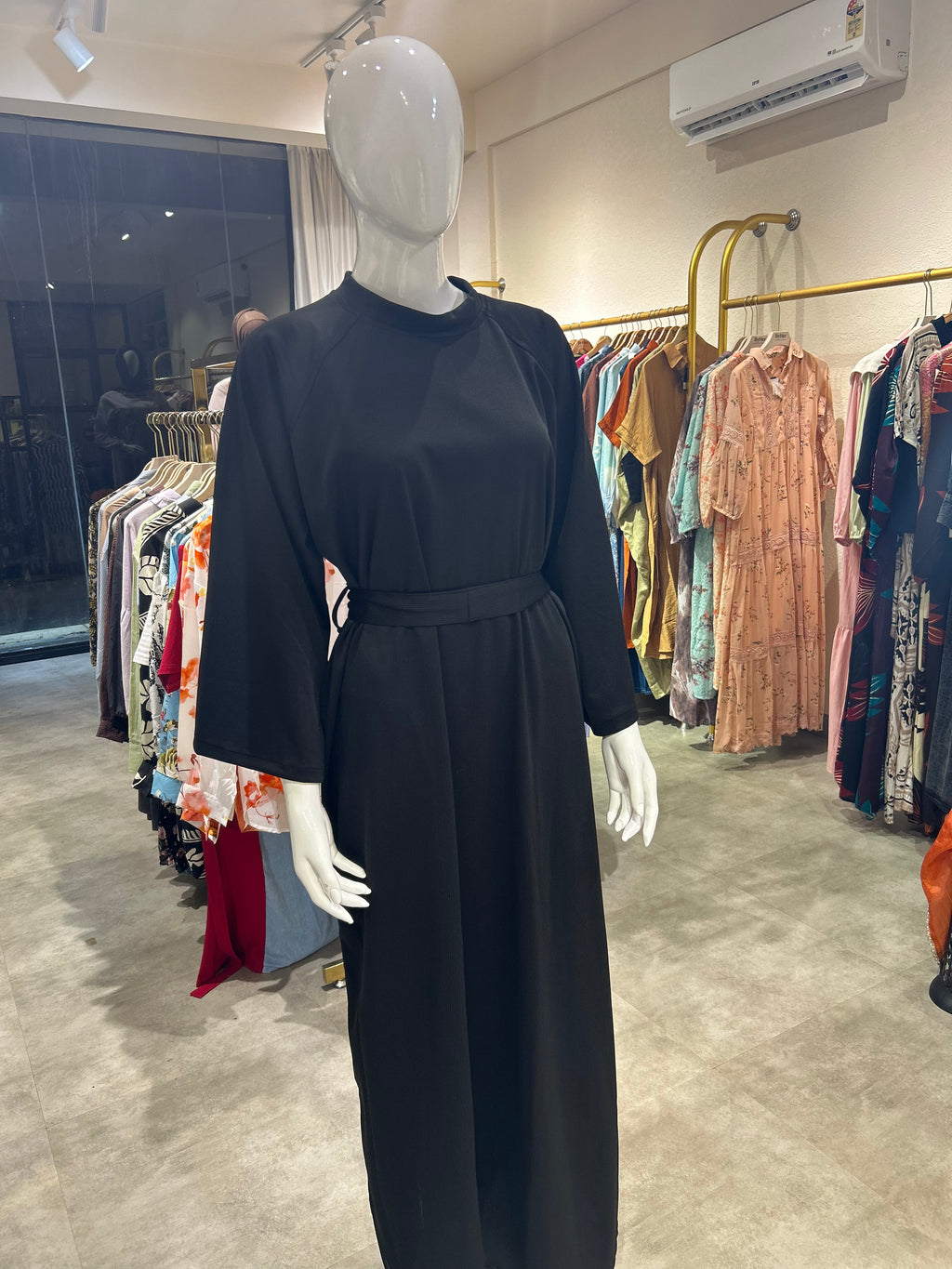 Plain colour ribbed maxi dress