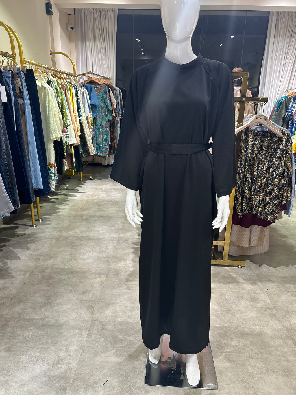 Plain colour ribbed maxi dress